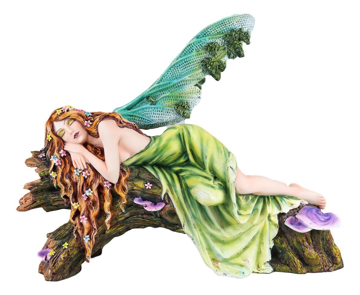 Ebros Beautiful Green Forest Fairy With Red Hair Sleeping On Ebros Beautiful Green Forest Fairy With Red Hair Sleeping On