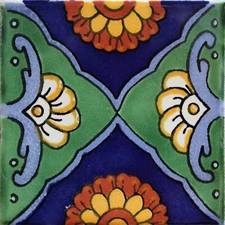 6" x 6" 4 pcs TalaMex Green Sea Talavera Mexican Tile