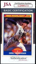 Orel Hershiser JSA Coa Signed 1989 Score 1988 Highlight Autograph