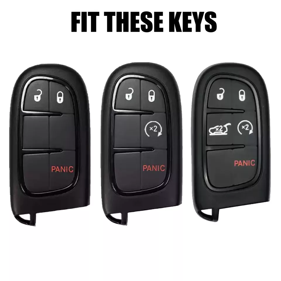 For Chrysler Dodge Jeep Fiat 5 Button Remote LEATHER Key Fob Silicone Case Cover - Image 2 of 4