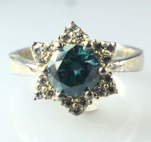 Green Diamond Solitaire 2.38 Ct/7 mm Round Brilliant Cut Certified Women Ring - Picture 6 of 7