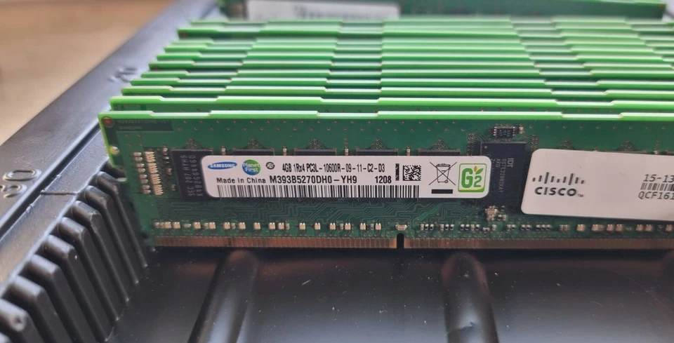 LOT OF 24 Modules! CISCO UCS-MR-1X041RX-A 4GB PC3L-10600R DDR3-1333 1RX4 ECC - Image 2 of 3