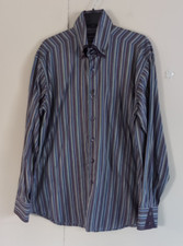 Bogosse Mens 5  XL Purple Multi Stripe Cotton Flip Cuff Button-Down Shirt