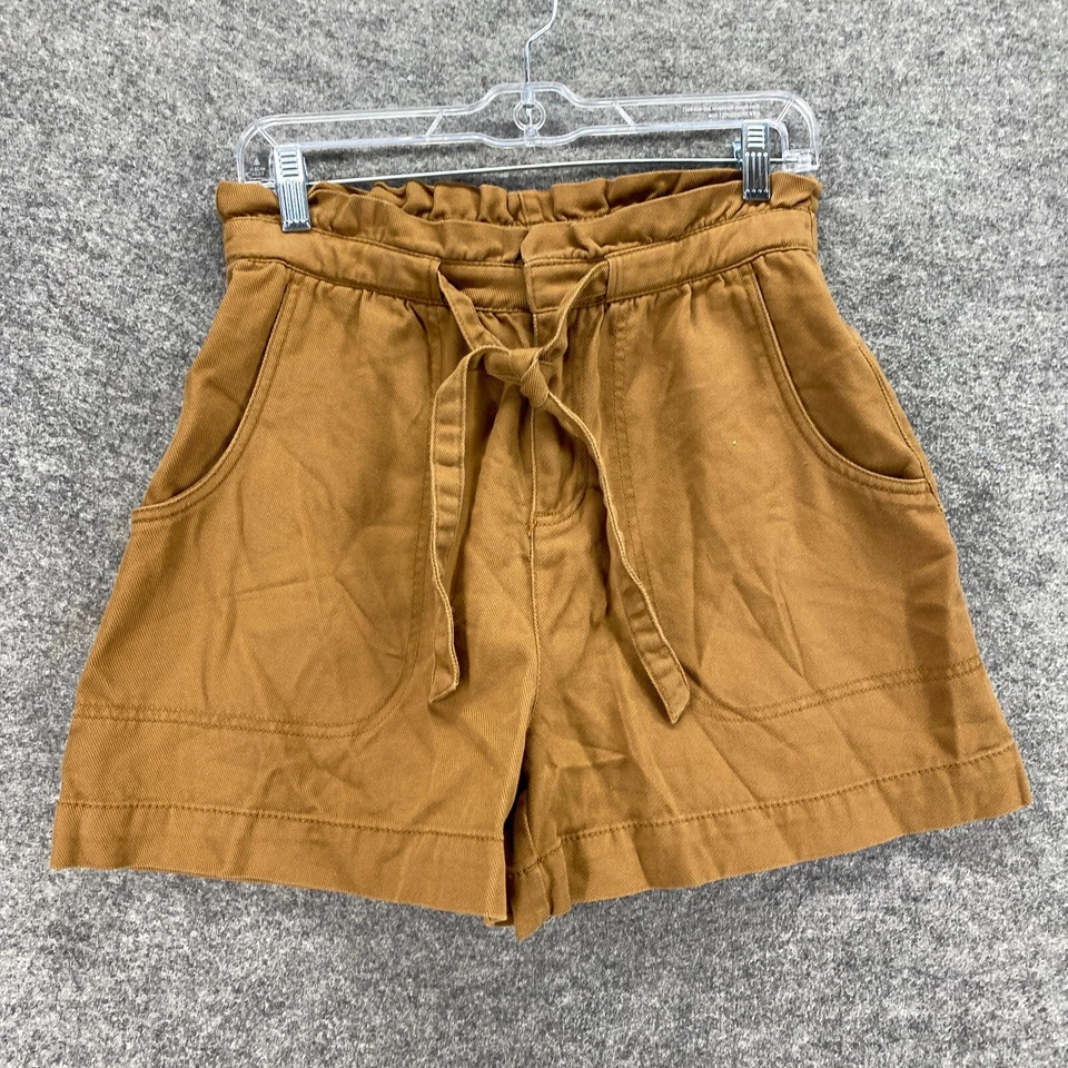 Pantalones Cortos Antiguos Azul Marino Para Mujer S Pequeños Marrón Alto Chino Cinturón Algodón Bolsillos Informales Foto 4 de 4