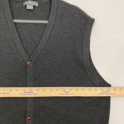 Eddie Bauer Gray 100% Merino Wool Button Vest Cardigan XL Grandpa - Picture 6 of 9