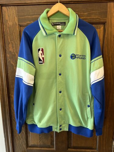 Vintage NBA Atlanta Hawks Reebok Hardwood Classics Warmup Jacket Large Green - Picture 1 of 5
