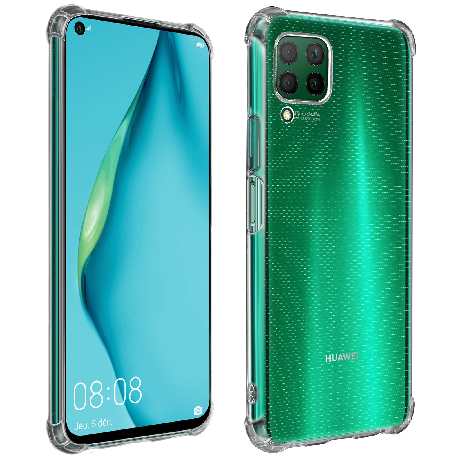 Coque Huawei P40 Lite transparente flexible en silicone avec coins renforces antichoc