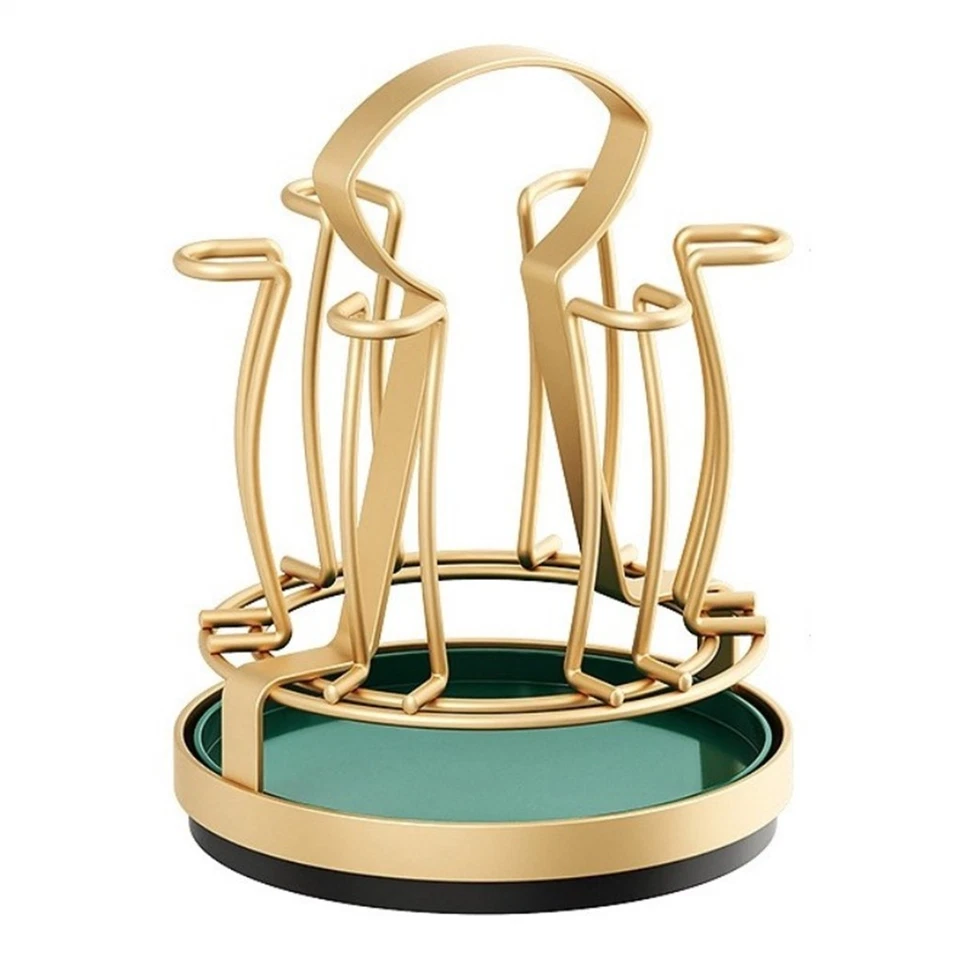 Estante para copas de vino 6 ganchos giratorio de metal que ahorra espacio para mostrador de cocina Foto 2 de 4