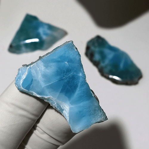 Ocean Dreams ~ 3 piezas losas de cristal gema pulida de alta calidad natural dominicana Larimar - Imagen 5 de 12