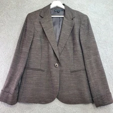 Lafayette 148 Women's Blazer Jacket  12 Brown Wool Blend Office Preppy Academia
