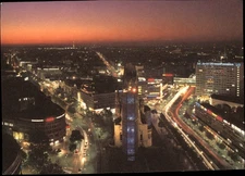Aerial Berlin Germany Gedachtniskirche vintage postcard night time lapse e818