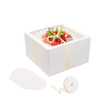 10 Pack 12x12x6 Inch White Cake Boxes with Window and 10 Cake Boards Set
