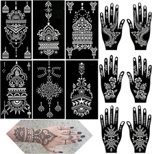 Henna Tattoo Stencils Kit, 12 Sheets Temporary Tattoo Stickers for Women Girls