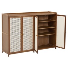 Shoes Storage Cabinet Wooden Stand Cupboard with Shelves & Doors Large Capacity