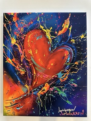 Jim Warren Signed Love Storm 16x20 Canvas Giclee Heart Music Stretched COA