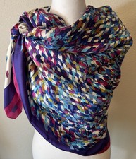 Unique Design Abstract Silk Scarf Colorful Multicolor Large Square Wrap Shawl