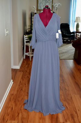 jenny packham light blue dress NWT Silverstone Blue/Gray Lux Chiffon Sheer Sleeve Maxi Gown 16 bringing a sense of UNDER $170 Donna Karan New York Size:3-4Y