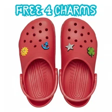 Crocs Classic Clog Red Unisex Adult Slip-On Sandals Slippers Comfortable Shoes