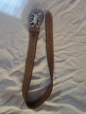 Justin Kids Leather Belt Style 815bd with Horse Buckle Size 22 Brown