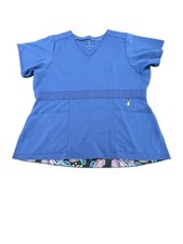 Vera Bradley Scrubs FRIDA Empire Waist Top V2609 Blue 2 Pockets Size Large