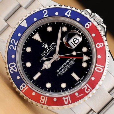 2004 PAPER ROLEX GMT MASTER II 16710T NO HOLES PEPSI BLUE RED 40MM