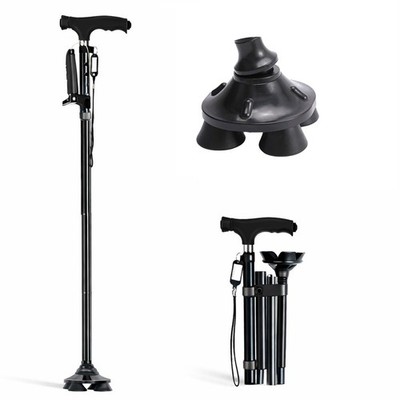 Adjustable Folding Walking Cane for Seniors, Second Handle Stand Assist, Quad...