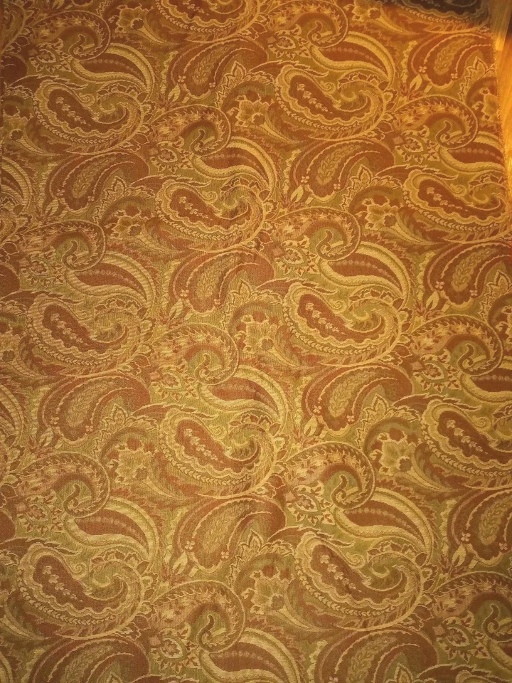 Paisley Scroll Woven Tapestry Style Upholstery Fabric Br Rust Grn 55w X 3.75 Yds - Image 3 of 4