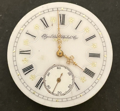 Antique 1897 Elgin Grade 152 Pocket Watch Movement Ticks Fancy Dial 16s 15j USA