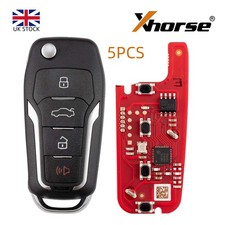 5x Xhorse XKFO21EN Wired Remote Key Ford Flip 4Buttons Unmovable w/VVDI Key Tool