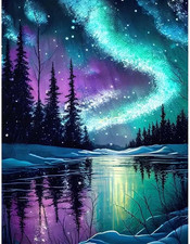 Aurora Landscape Diamond Art Kits for Adults,Starry Sky 5D Diamond Painting Kits