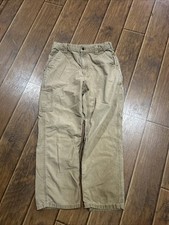 CARHARTT DUNGAREE FIT CANVAS CARPENTER PANTS 32/27.5 Men Khaki Workwear B151 DKH