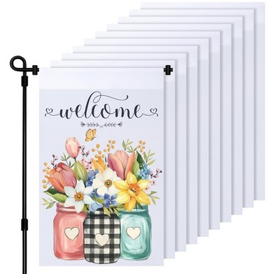 Blank Garden Flag Sets DIY Banner Flags for Heat Transfer Outdoor Decor, 10 Pcs