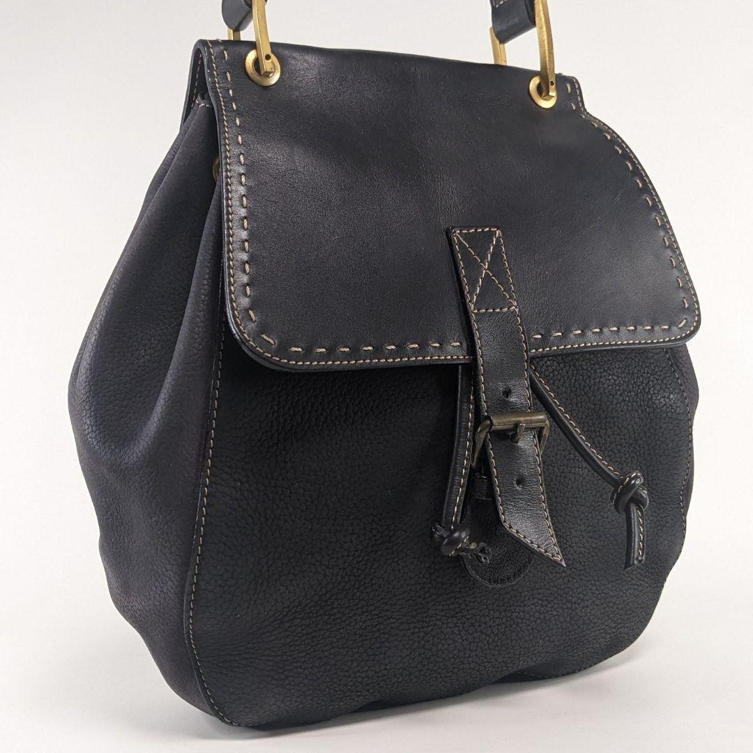 Celine Authentic Black Leather Shoulder Bag I0719733