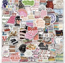 50 Pcs Bookish Vinyl Stickers for Kindle Laptop Journal Book Lover DIY Gifts