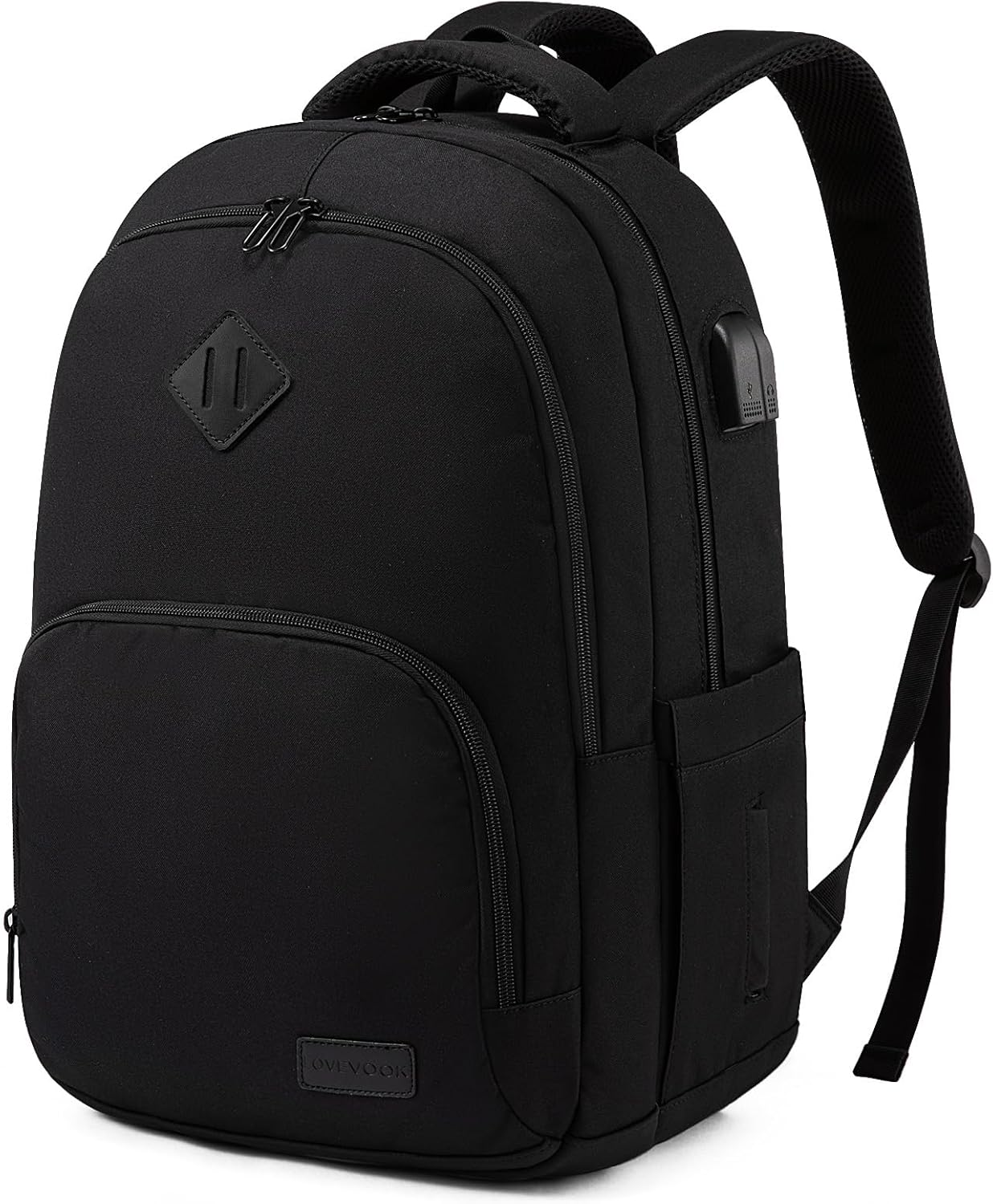 Stylish Black Unisex School Backpack with 15.6 Inch Laptop Pocket Lightweight