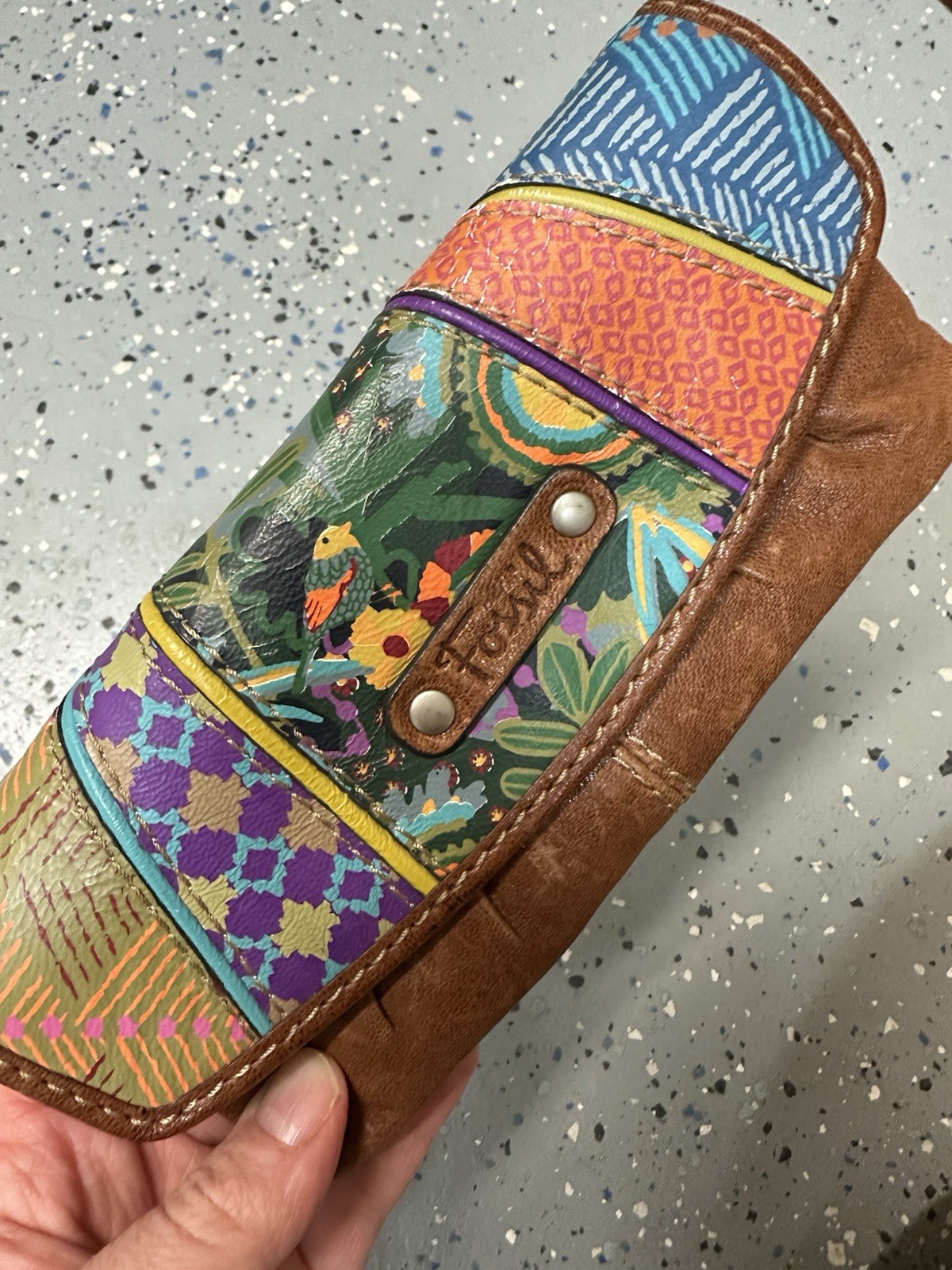 Fossil Patchwork Leather Wallet With Fun Pattern - image 1