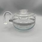 Pyrex Flameware Glass Teapot 8446-B With Lid 6 Cup Blue Tint Vintage USA