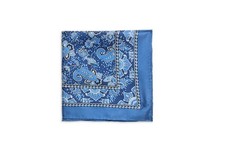75 NWT Robert Graham Blue Paisley Silk Pocket Scarf Hankerchef