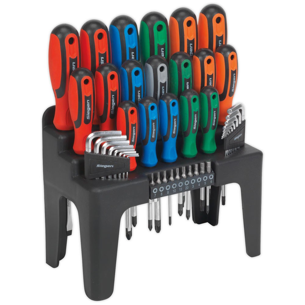 Sealey S01090 44pc Screwdriver, Hex Key & Bit Set Contoured Soft Grip Handles - Image 7