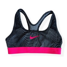 Nike Girls Black Neon Pink Racerback Athletic Sports Bra Extra Small