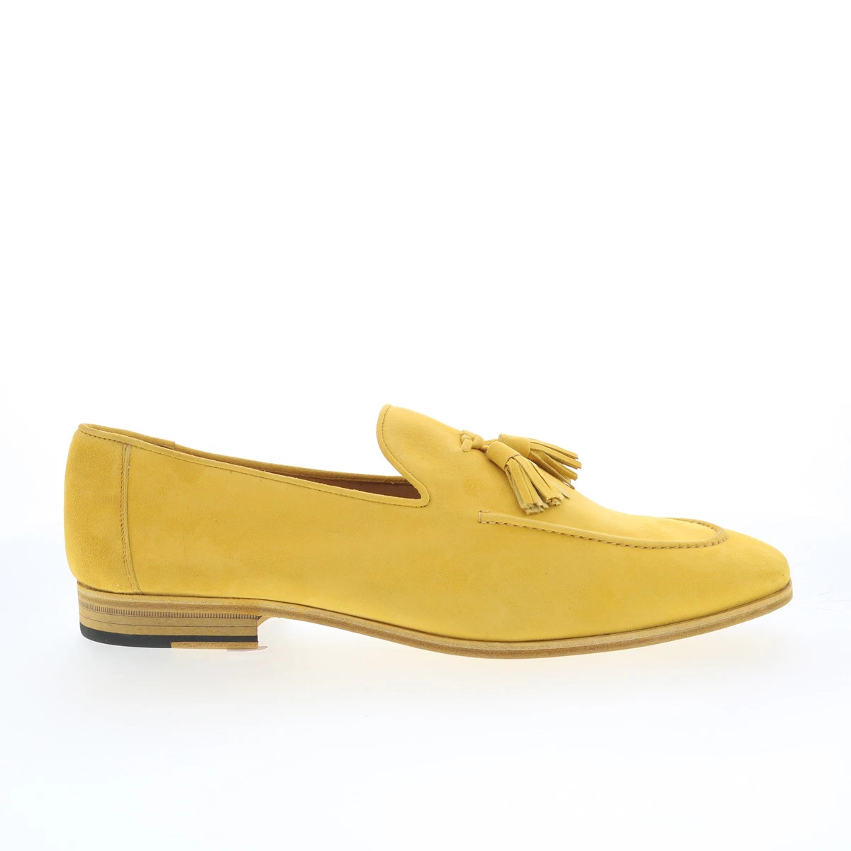 Taino Yellow Ostrich Embossed Leather Slip On Loafer Shoes Inner Sole Sz 11 Mens Mens Mustard Leather Barefoot Shoes: Handmade Zero Drop Slip  main image 3