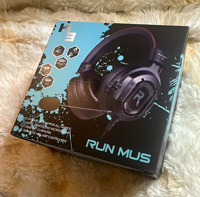 RUNMUS K3 Gaming Headset Noise Cancel LED Boom Mic Volume 3.5mm/USB Black
