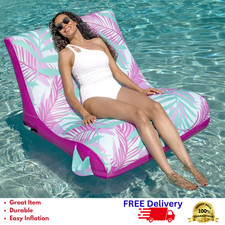 Aqua Pool Patio Chair Inflatable Lounge Seat Cup Holders Outdoor Float New