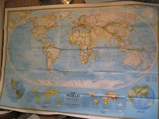 THE WORLD POLITICAL & PHYSICAL MAP National Geographic February 1994 