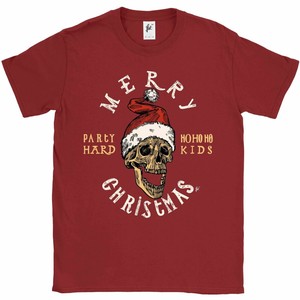 Babbo Natale Ho Ho Ho.Buon Natale Teschio Che Indossa Cappello Babbo Natale Ho Ho Ho Da Uomo T Shirt Ebay