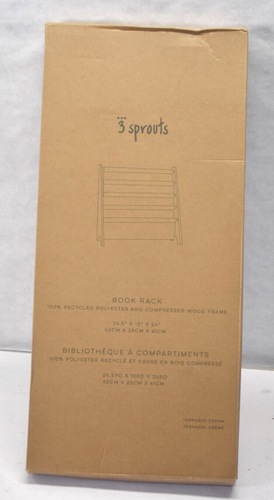 3 Sprouts Fabric Kid Book Rack Storage Bookshelf Organizer Cream Terrazzo Finish