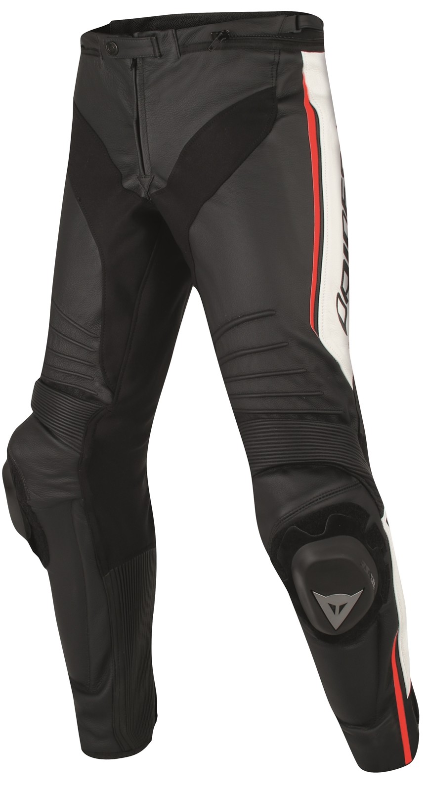 Dainese Misano schwarz weiß rot hochwertige Herren Motorradhose Lederhose
