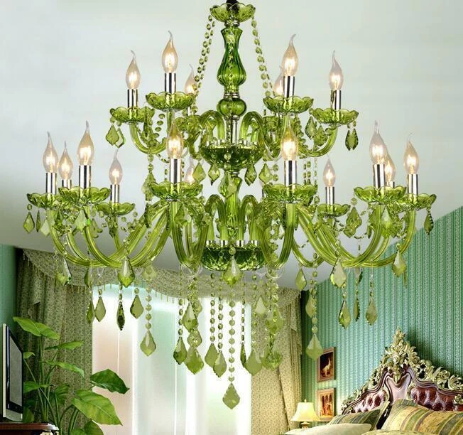 Green on sale crystal chandelier