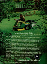1977 Vintage Print Ad Invest in a green chip Nothing Runs Like a John Deere