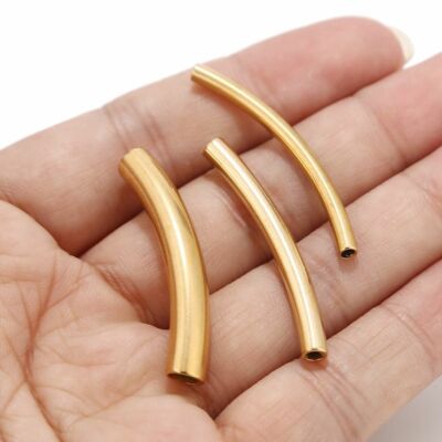 Pc Gold Stainless Steel Twist Noodle Tube Curved Beads Jewelry Making  Findings